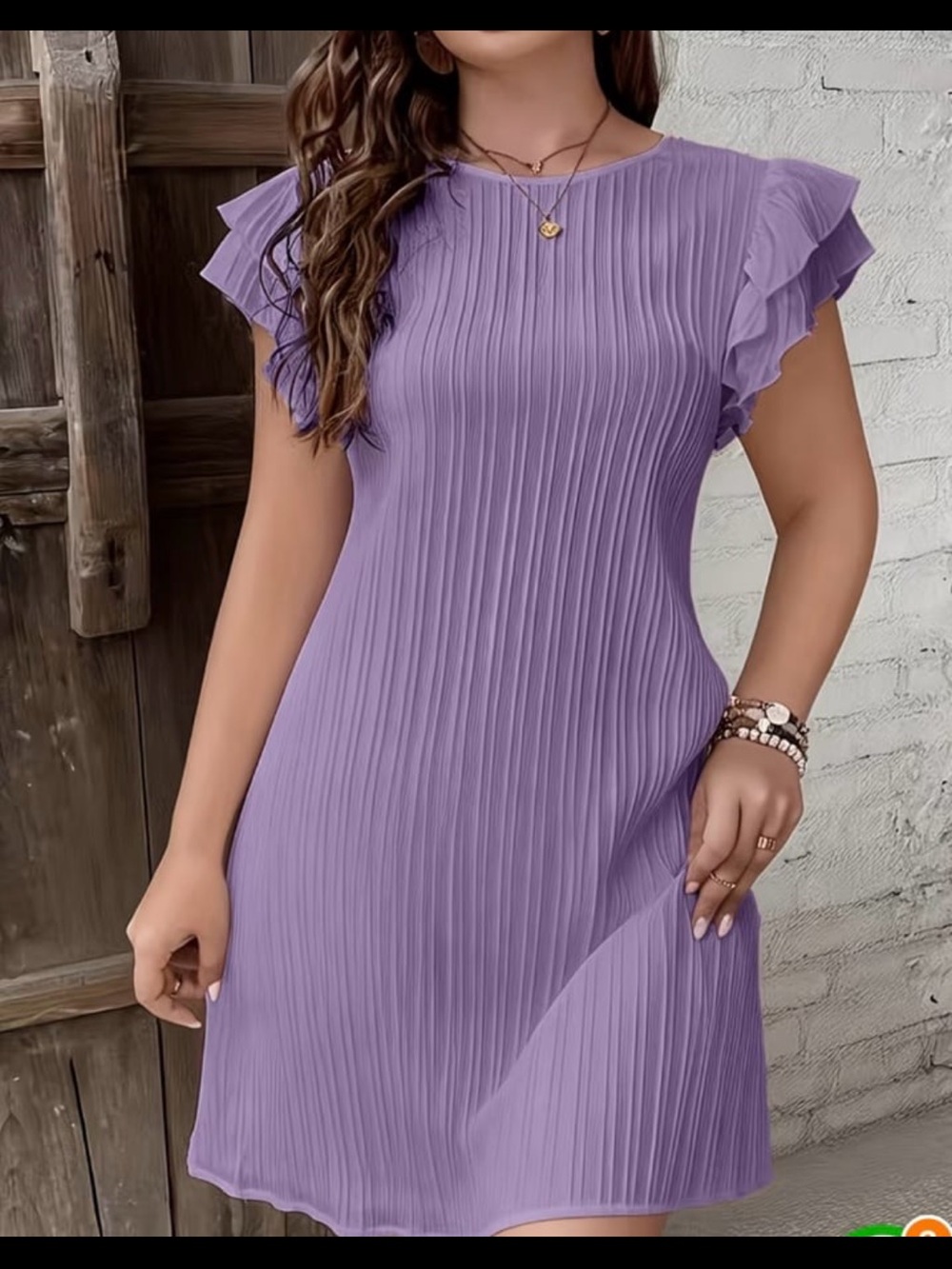 New! Women’s Fashionable Crew Neck Dress. Color: Pendulum (Light Purple).X-Large